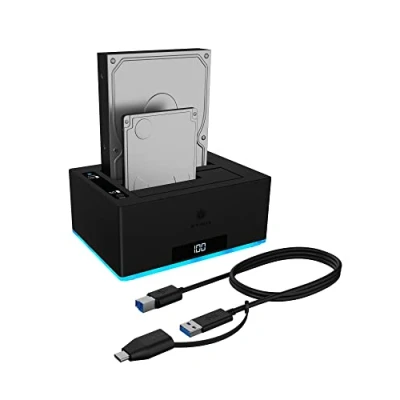 Abbildung von ICY BOX USB 3.0 2 Fach Festplatten Docking Station für 2,5&quot; und 3,5&quot; SATA HDD/SSD, RGB, Offline Klonfunktion, C &amp; A, UASP, IB 127CL U3