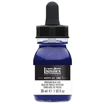 Abbildung von Liquitex 4260320 flüssige Professional Acrylfarben Ink, Tusche, 30 ml, hochpigmentierte Airbrushfarbe, preußischblau farbton