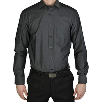 Abbildung von OLYMP Herren Oberhemd Langarm Luxor,Uni,Comfort fit,New Kent,Anthrazit 67,43