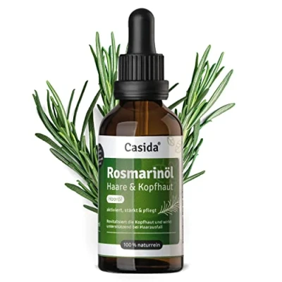 Abbildung von Casida® Rosmarinöl Haare &amp; Kopfhaut Haaröl bei Haarausfall zur Anregung des Haarwachstums und Pflege der mit Rizinusöl Made In Germany Apotheke 50 ml