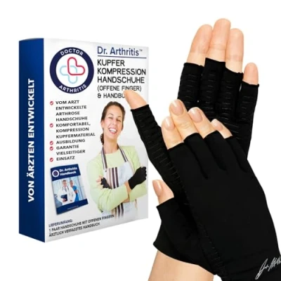 Abbildung von Von Ärzten Entworfen, Arthrose Handschuhe mit Kupfer, Kompressionhandschuhe für Frauen und Männer, Arthritis Handschuhe/Fingerlose Schmerzlinderung Wärme [Schwarz, XXL]