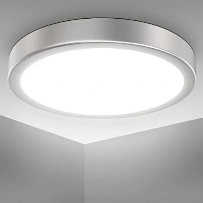 Abbildung von B.K.Licht LED Deckenlampe mit neutralweißer Lichtfarbe, 18 Watt, 2000 Lumen, Deckenleuchte, Lampe, Wohnzimmerlampe, Schlafzimmerlampe, Küchenlampe, Deckenbeleuchtung, 28x4 cm, Silberfarbig