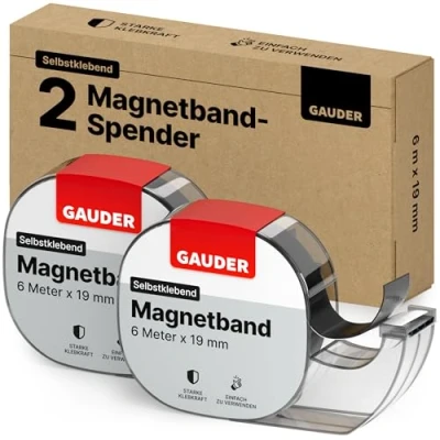 Abbildung von GAUDER Magnetband selbstklebend im Spender (2 Stück) I Magnetklebeband Magnetstreifen (6 m)