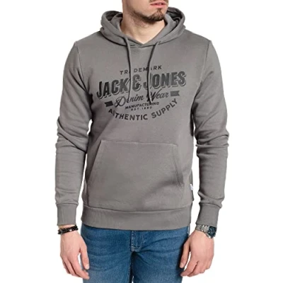 Abbildung von JACK &amp; JONES Herren Hoodie Pullover mit Kapuze Sweatshirt Kapuzenpullover für Männer aus Baumwolle Logo/Auswahl an Designs und Farben (Corvin Sweat Sedona Sage 2, XXL)
