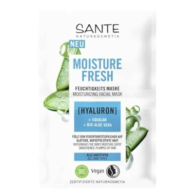 Abbildung von SANTE Naturkosmetik Moisture Fresh Feuchtigkeitsmaske mit Hyaluron, Squalan &amp; Bio Aloe Vera, nährende Gesichtsmaske, pflegende Maske für intensive Feuchtigkeitspflege und geschmeidige Haut, 2x4ml