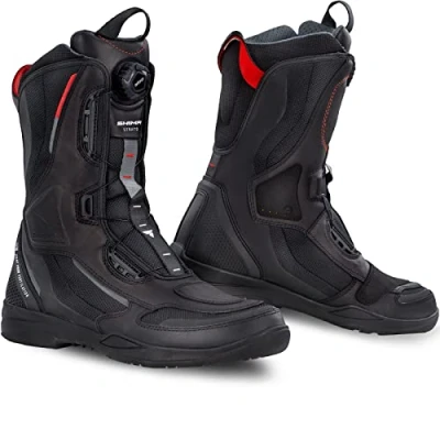Abbildung von SHIMA STRATO Motorradstiefel Herren und Damen Motorrad Wasserdicht Stiefel Tourenstiefel Schuhe Männer Leder Schwarz (Herren, Vented, 41)