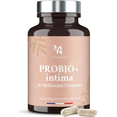 Abbildung von Apyforme Probiotika für Frauen Intimflora Bis zu 40 Milliarden KBE/Tag 4 Lactobacillus Stämme: Reuteri, Rhamnosus, Crispatus und Acidophilus 60 Magensaftresistente Kapseln Probio+ Intima