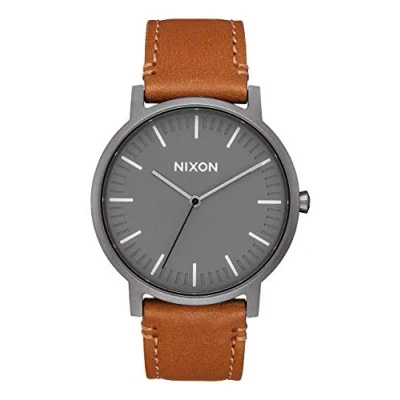 Abbildung von Nixon Armbanduhr Porter Leder Gunmetal / Charcoal Taupe