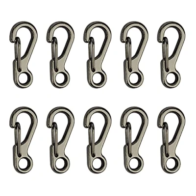 Abbildung von Temlum Aluminium Karabinerhaken, 2,5 cm Mini Karabiner Set, Karabinerhaken mit Schnapp Verschluss, Schlüsselanhänger Haken für Camping, Reisen, Wandern (Grau, 10 Stück)