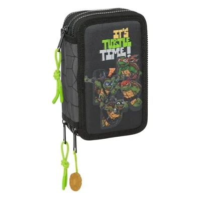 Abbildung von Ninja Turtles Dreifach Federmäppchen, Grau/Schwarz