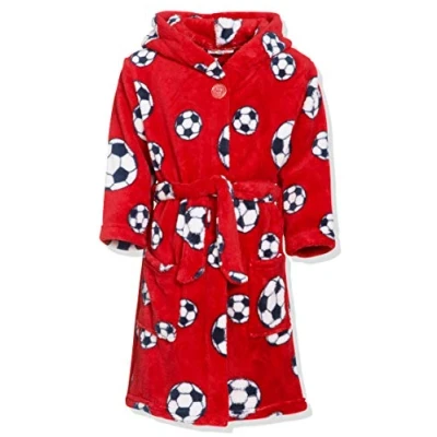 Abbildung von Playshoes Jungen Fleece Fußball Bademantel, Rot (Rot 8), 74/80