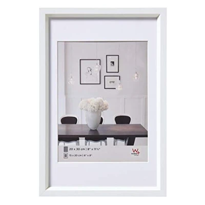Abbildung von walther design Bilderrahmen weiss 15 x 20 cm mit Passepartout, Steel Style Kunststoffrahmen ES520W