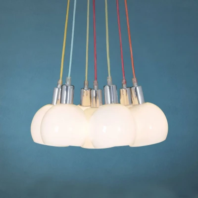Abbildung von näve Pendelleuchte »Rainbow Bowl«, 7 flammig, Leuchtmittel E14 ohne Leuchtmittel, max. 40W, Metall/Glas, chrom/weiß/bunt, l: 120cm