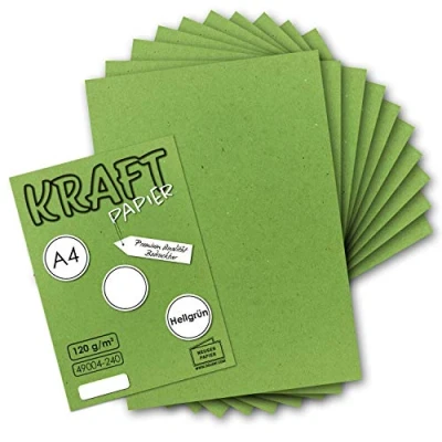 Abbildung von 50 Blatt Vintage Kraftpapier in Hellgrün DIN A4 120g Hellgrünes Recycling Papier, komplett ökologischer Brief Bogen Briefpapier UmWelt by GUSTAV NEUSER