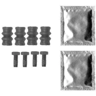 Abbildung von HELLA 8DZ 355 201 621 Zubehörsatz, Bremssattel MINI: Hatchback, VOLKSWAGEN: TRANSPORTER 4 Bus, Sharan I, FORD: Galaxy Mk2 MPV