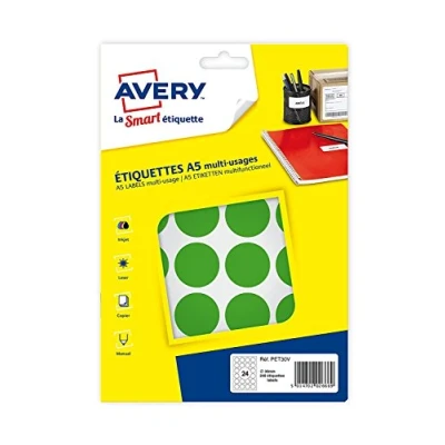 Abbildung von Avery 240 Tabletten Ø30 mm Brett A5 Grün (pet30 V)