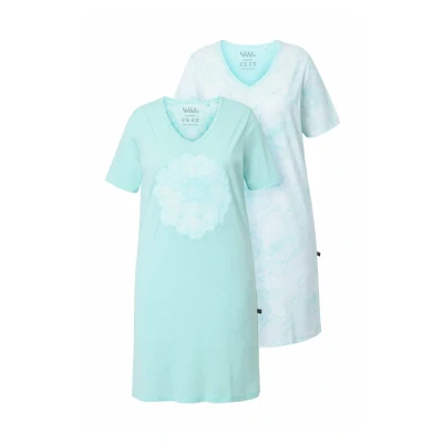Abbildung von Ulla Popken 2 PACK Sleep Nachthemd, Damen, Größe: 42/44, Light mint green