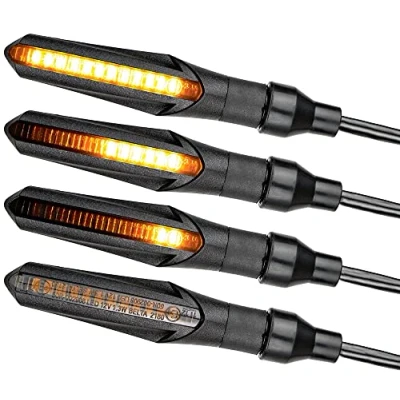 Abbildung von Simda Pro E Mark LED Motorrad Blinker Lauflicht Miniblinker Universal Sequentiell Laufeffekt Quad ATV Roler Lauflichtblinker Super Optik und Schön Hell Wasserprüf IP67