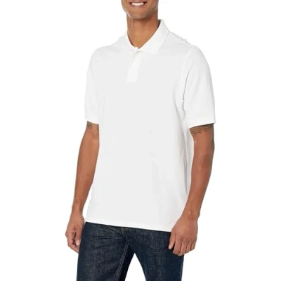 Abbildung von Amazon Essentials Herren Polohemd mit normaler Passform aus Baumwollpiqué (erhältlich in Big &amp; Tall), Weiß, XXL
