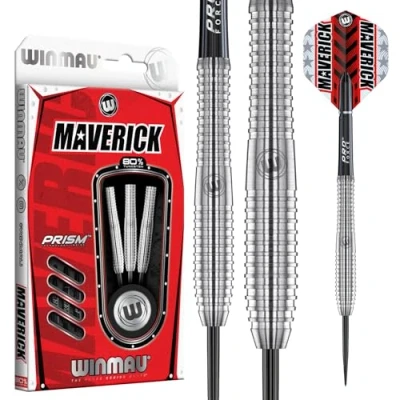 Abbildung von WINMAU Maverick 24 Gramm Profi Stahlspitze Wolfram Dartpfeile mit Flüge und Stiele (Wellen)