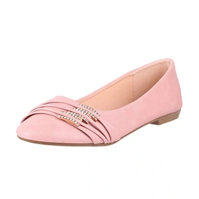Abbildung von Elara Damen Ballerinas Bequem Lederoptik Strass Flach Chunkyrayan B069 BL Pink 40