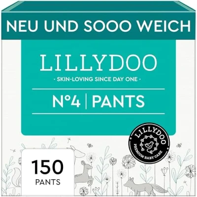Abbildung von LILLYDOO Baby Windeln Pants Größe 4 (9 14 kg), Monatsbox (150 Höschenwindeln), Sicherer Auslaufschutz Hautfreundlich, Weich &amp; Ohne Lotionen für empfindliche Haut, Dermatologisch getestet