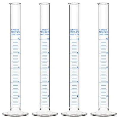 Abbildung von Labasics Messzylinder, 4er Pack Borosilikat Glas 10 ml Dickwandiger Messzylinder Laborzylinder Lab Graduated Cylinder