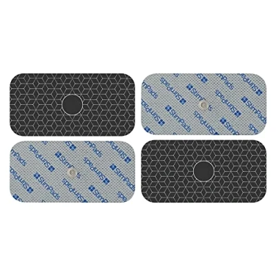 Abbildung von StimPads Professional Silber EMS und TENS Elektroden Pads kompatibel mit Compex Geräte 4 Stück 50X100mm einzelnem 3,75mm Easy Snap Zertifiziertes Medizinprodukt von Motron NV