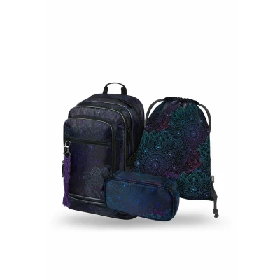 Abbildung von Baagl Schulrucksack Set Mädchen 3 Teilig Schultasche ab 3. Klasse Grundschule Ranzen mit Brustgurt Ergonomischer Schulranzen (Goal)