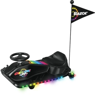 Abbildung von Crazy Cart Shift Lightshow Drifting Go Kart für Kinder von Razor, mehrfarbige LED Lichter, Power Core Hub Motor, Fußpedal mit Variabler Geschwindigkeit