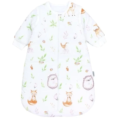 Abbildung von TupTam Baby Ganzjahresschlafsack Rund OEKO TEX zertifizierte Materialien mit abnehmbaren Ärmeln 2.5 TOG unisex, Farbe: Waldtiere/Igel/Rehe, Größe: 68 74