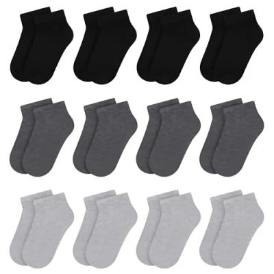Abbildung von Libella 12 Paar Sneaker Socken Jungen/Mädchen Kurzsocken Füßlinge schwarz und grau 80% Baumwolle 2864 23 26