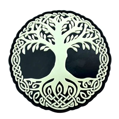 Abbildung von Baum des Lebens Leuchten im Dunkeln Wikinger Nordisch PVC Klett Emblem Abzeichen Patch