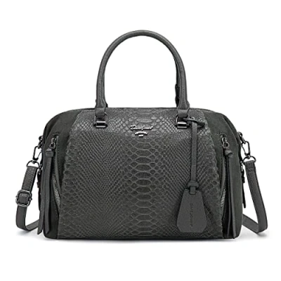 Abbildung von David Jones Damen Handtasche Bowling Frau Tasche PU Leder Schlange Elegante Henkeltasche Schultertasche Viele Fächer Mehrere Taschen Umhängetasche Tote Shopper Mode Elegant Grau