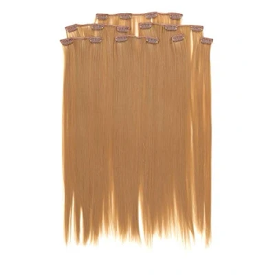 Abbildung von Prettyland 7 teilg SET Statik frei Clip In 50cm glatt lang Haar strähnen Haarteil Haarverlängerung Braun Blond BL30