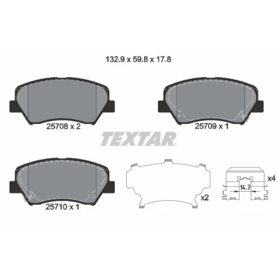 Abbildung von TEXTAR 2570801 Bremsbelagsatz mit akustischer Verschleißwarnung Zubehör HYUNDAI: i30 II Estate, Hatchback, Coupe