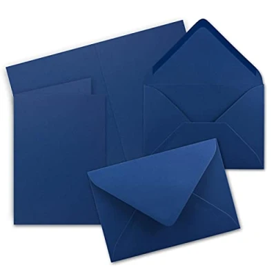 Abbildung von 10x Faltkarten Set mit Briefumschlägen DIN A6 / C6 Dunkelblau (Blau) 14,8 x 10,5 cm (105 148) Doppelkarten Serie FarbenFroh