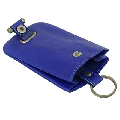 Abbildung von Leder Schlüsselglocke Schlüsseletui Schlüsseltasche Schlüsselmappe Schlüsselbeutel Farbe Royalblau