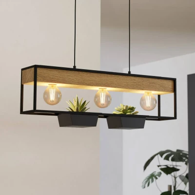Abbildung von EGLO Hängeleuchte »LIBERTAD 1«, Leuchtmittel E27 wechselbar ohne Leuchtmittel, in schwarz und braun aus Stahl, Holz exkl. 40W