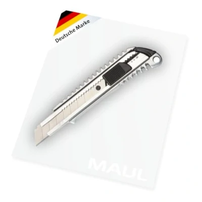 Abbildung von MAUL Cuttermesser Metall 18 mm Professioneller Cutter aus Zinkmetall Messer mit 7 Glieder und 80 Arbeitslänge Scharfes Teppichmesser für DIY Projekte, Basteln Profis Silber