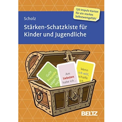 Abbildung von Stärken Schatzkiste für Kinder und Jugendliche: 120 Karten mit 12 seitigem Booklet in stabiler Box, Kartenformat 5,9 x 9,2 cm (Beltz Therapiekarten)