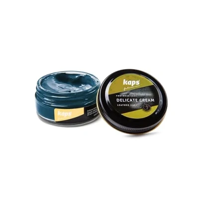 Abbildung von Kaps Professional Schuhpflege Delicate Cream Schuhcreme &amp; Pflegemittel zur Reinigung und Auffrischung von Naturleder Synthetik (50ml) (158 Luftblau)