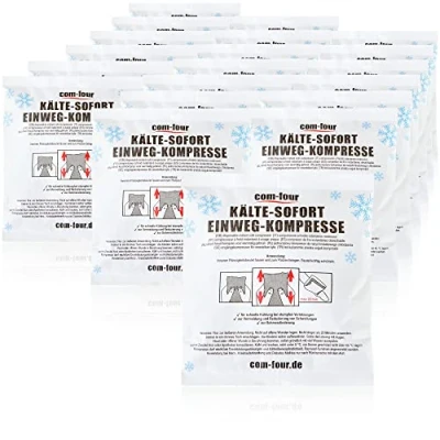 Abbildung von com four® 20x Einweg Kälte Sofort Kompresse 15 x 17 cm, aus speziellem Papier zum sofortigen Kühlen Kältepack Knicken, für Erste Hilfe, zur äußerlichen Anwendung (20 Stück 15x17cm Papier)