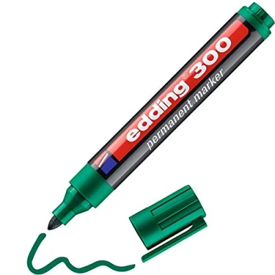 Abbildung von edding 300 Permanentmarker grün 1 Stift Rundspitze 1,5 3 mm wasserfest, schnell trocknend wischfest für Karton, Kunststoff, Glas, Holz, Metall, Glas