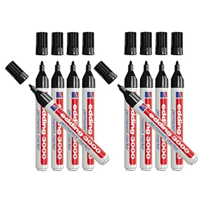 Abbildung von Permanentmarker edding 3000, schwarz, 1,5 3 mm, nachfüllbar, 10er Pack
