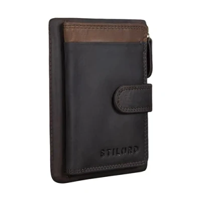 Abbildung von STILORD &#039;Garrett&#039; 2 in 1 Geldbörse und Schlüsseltasche Leder Damen Herren Kartenetui Portemonnaie mit Schlüssel Fach klein EC Schlüsseletui Slim Wallet RFID Schutz, Farbe:dunkel braun