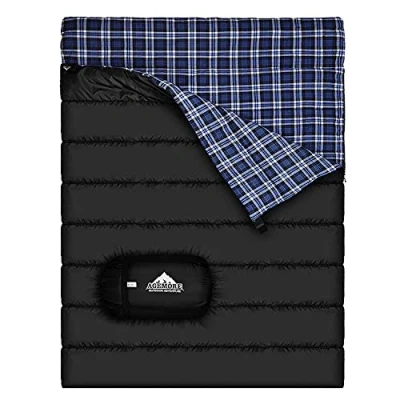 Abbildung von Baumwollflanell Doppelschlafsack für Camping, Wandern oder Wandern. Queen Size 2 Person wasserdichte Schlafsack Erwachsene Jugendliche. LKW, Zelt Schlafsack, Leichtgewicht