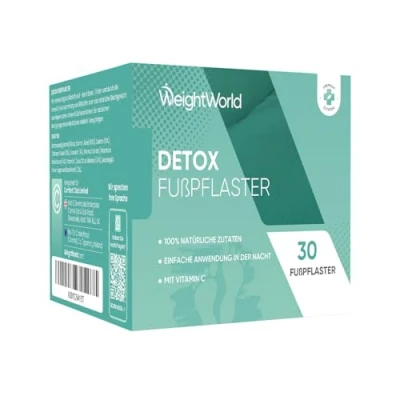 Abbildung von Detox Fußpflaster Natürliche Fußpflege, Entgiftung &amp; Reinigung Pflaster mit Vitamin C, Bambusessig, Wermut Turmalin Deep Cleansing Foot Pads 30 Entgiftungspflaster Füße WeightWorld