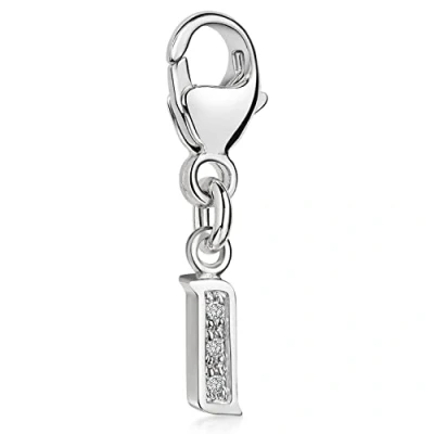 Abbildung von Materia Buchstabe I Anhänger Silber 925 mit 3 Zirkonia Alphabet Charms C59