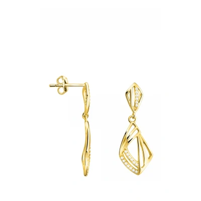 Abbildung von SOFIA MILANI Damen Ohrringe 925 Silber vergoldet/golden &amp; mit Zirkonia Steinen Geometrie Ohrhänger E2655